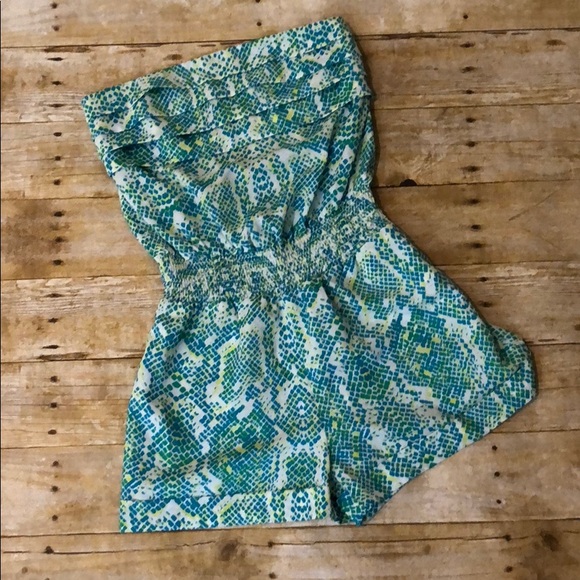 bebe Dresses & Skirts - Bebe Snake Print Strapless Shorts Romper S